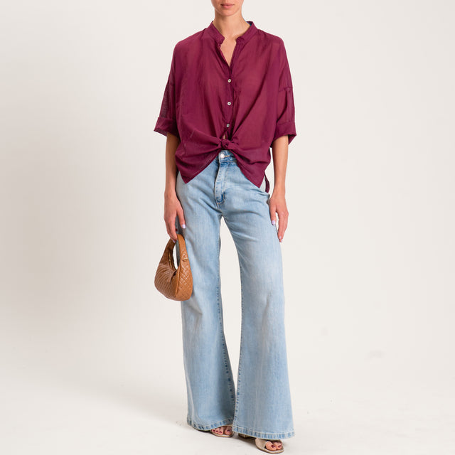 Haveone-Camicia mussola spacchi laterali - cherry