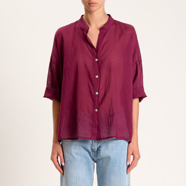 Haveone-Camicia mussola spacchi laterali - cherry