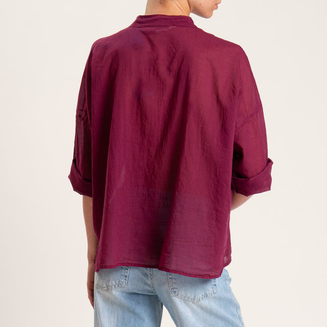 Haveone-Camicia mussola spacchi laterali - cherry