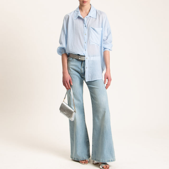 Haveone-Camicia mussola con tasca - cielo