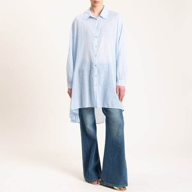 Haveone-Camicia mussola oversize - cielo