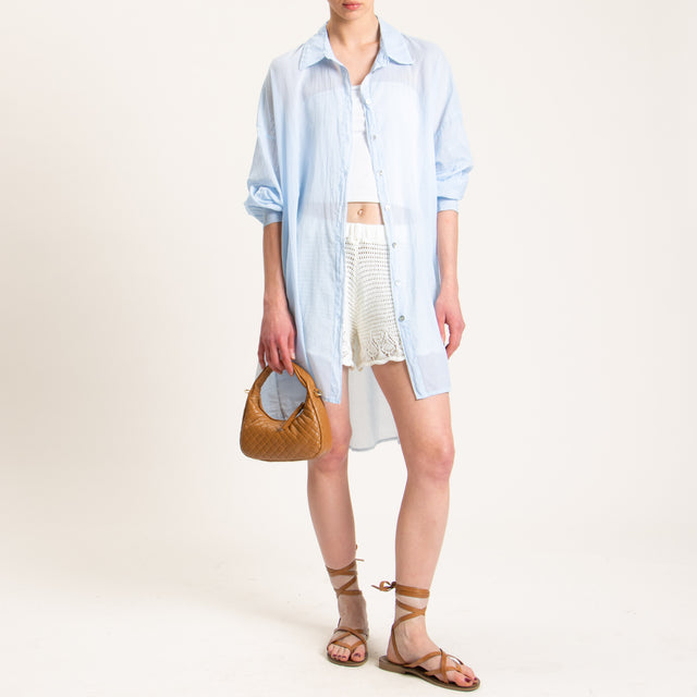 Haveone-Camicia mussola oversize - cielo