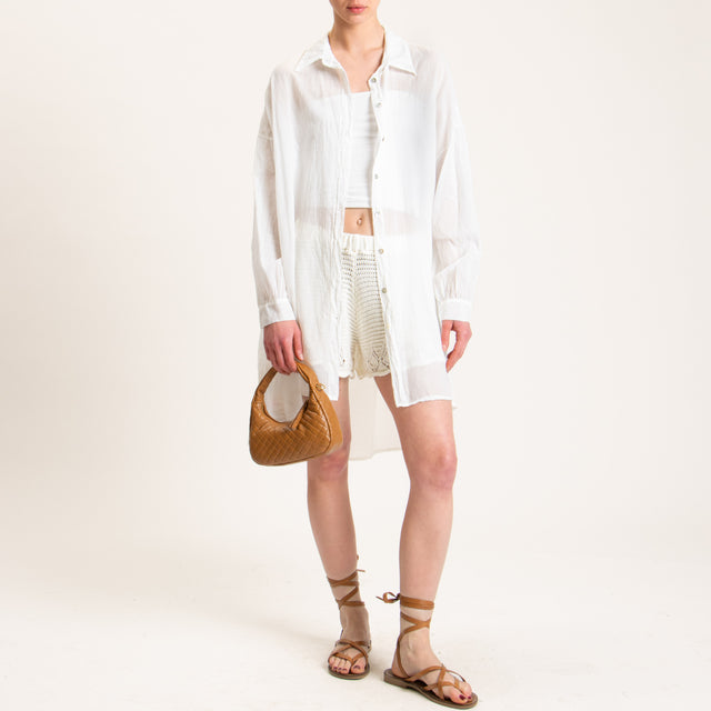 Haveone-Camicia mussola oversize - latte