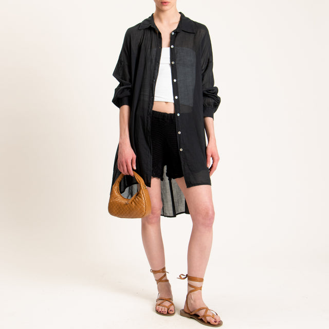 Haveone-Camicia mussola oversize - nero