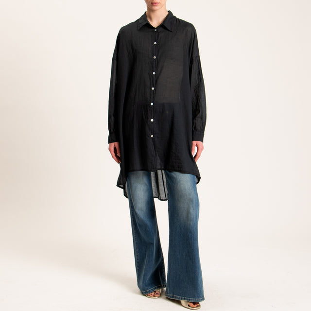 Haveone-Camicia mussola oversize - nero