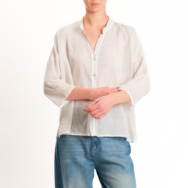 Haveone-Camicia collo coreana mussola tie dye - beige