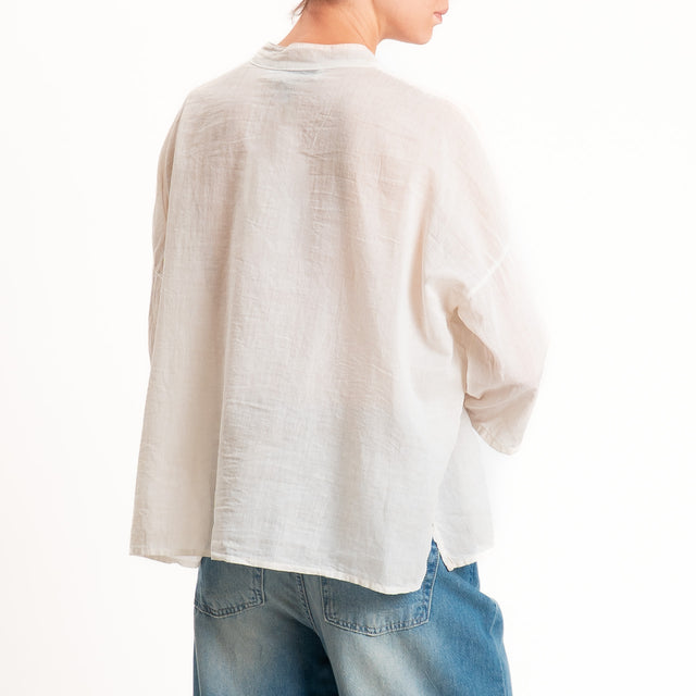 Haveone-Camicia collo coreana mussola tie dye - beige