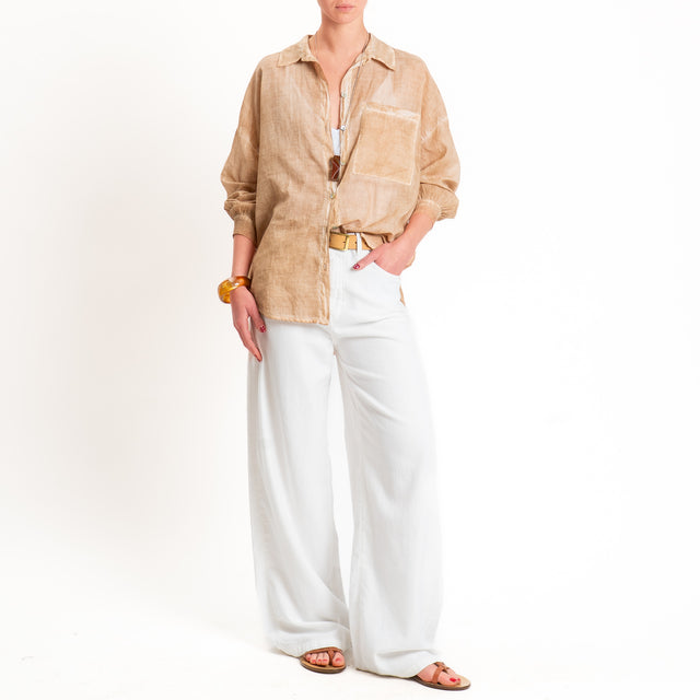 Haveone-Camicia mussola tie dye - nocciola