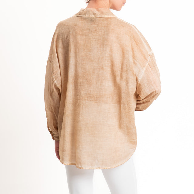 Haveone-Camicia mussola tie dye - nocciola