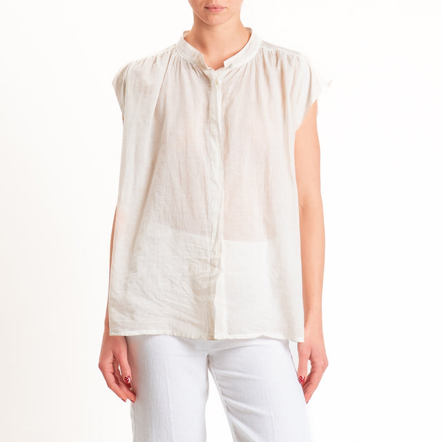 Haveone-Camicia smanicata mussola tie dye - beige