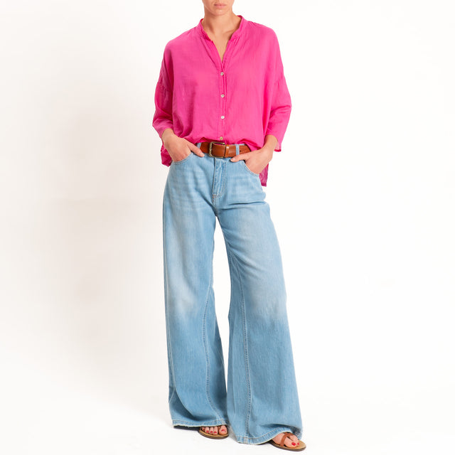 Haveone-Camicia mussola collo coreana - bouganville