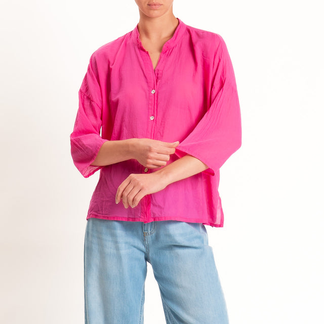 Haveone-Camicia mussola collo coreana - bouganville