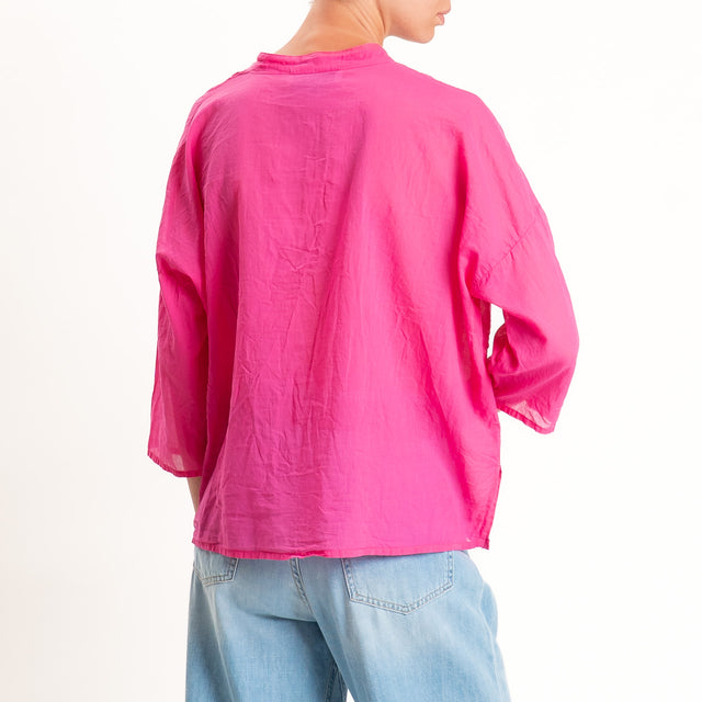 Haveone-Camicia mussola collo coreana - bouganville
