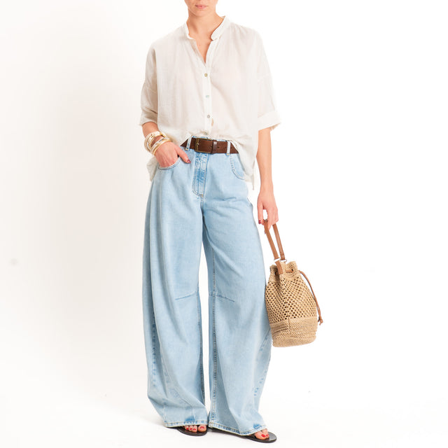 Haveone-Camicia mussola collo coreana - burro