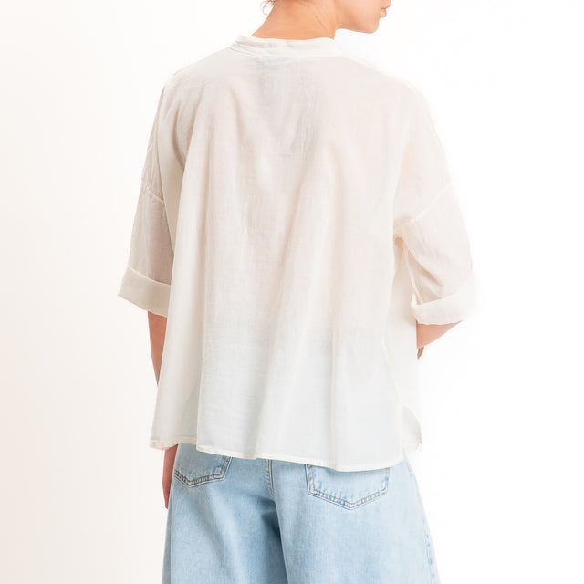Haveone-Camicia mussola collo coreana - burro