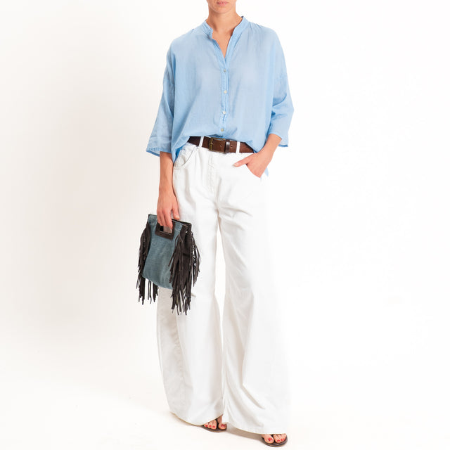 Haveone-Camicia mussola collo coreana - azzurro