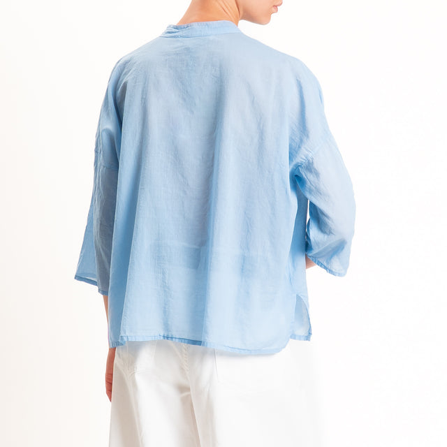 Haveone-Camicia mussola collo coreana - azzurro