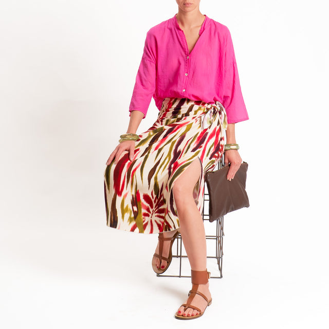 Haveone-Camicia mussola collo coreana - bouganville