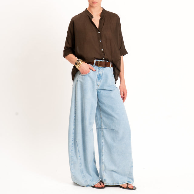 Haveone-Camicia mussola collo coreana - moro