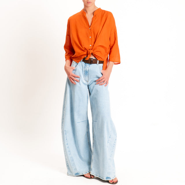 Haveone-Camicia mussola collo coreana - papaya