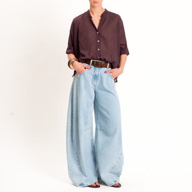 Haveone-Camicia mussola collo coreana - burgundy