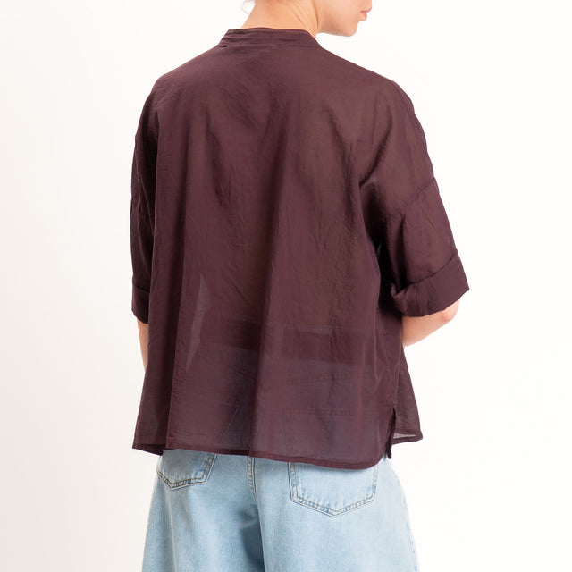 Haveone-Camicia mussola collo coreana - burgundy
