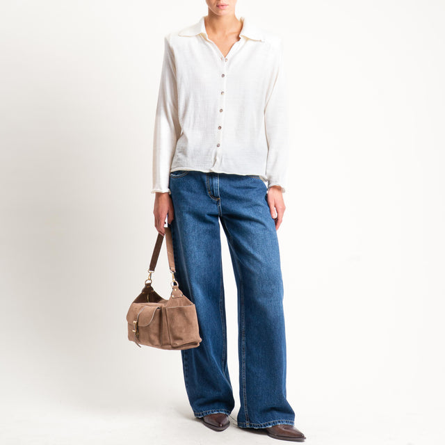 Haveone-Polo in maglia con spalline - burro