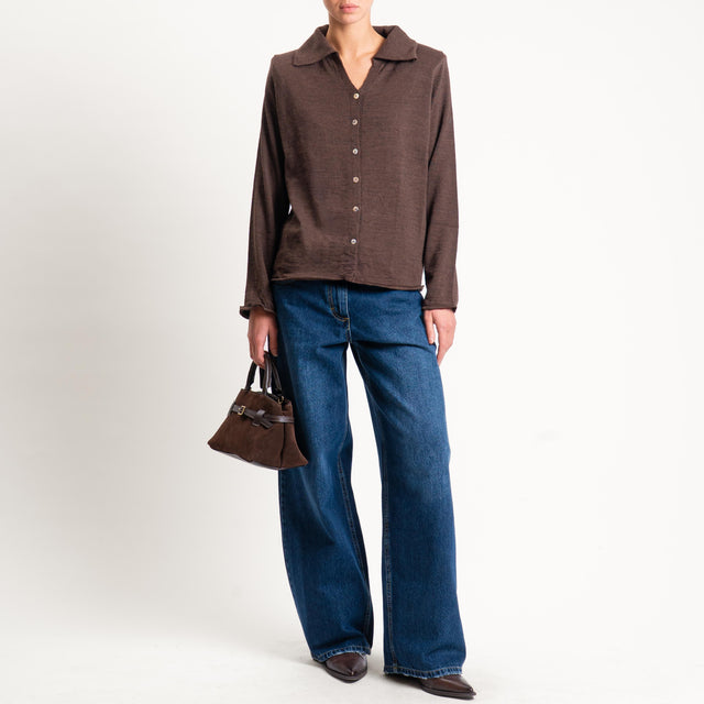 Haveone-Polo in maglia con spalline - moro