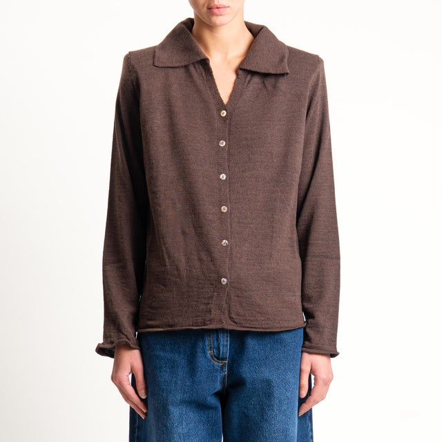 Haveone-Polo in maglia con spalline - moro