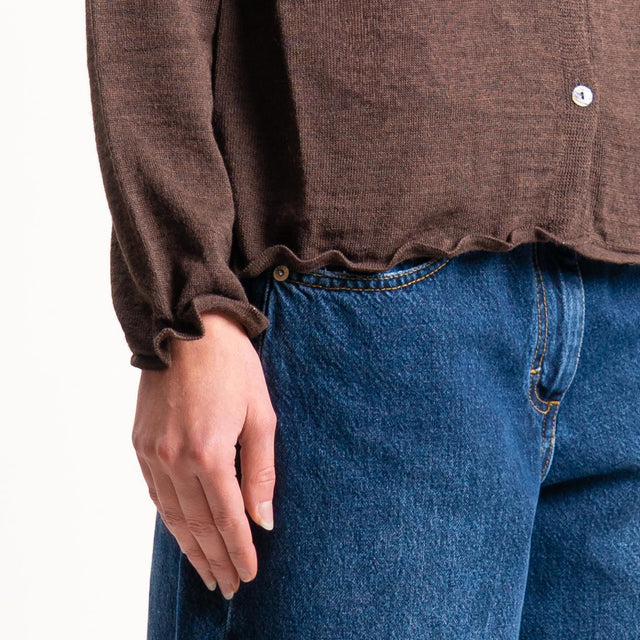 Haveone-Polo in maglia con spalline - moro