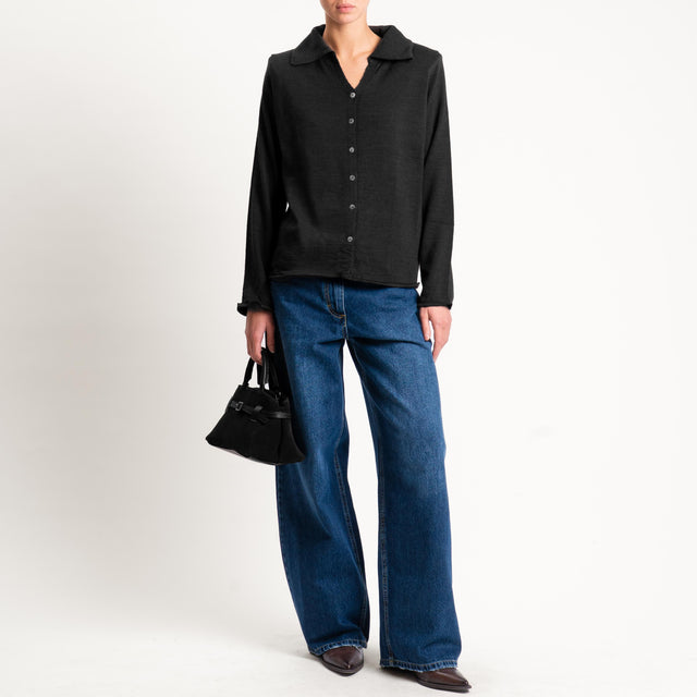 Haveone-Polo in maglia con spalline - nero