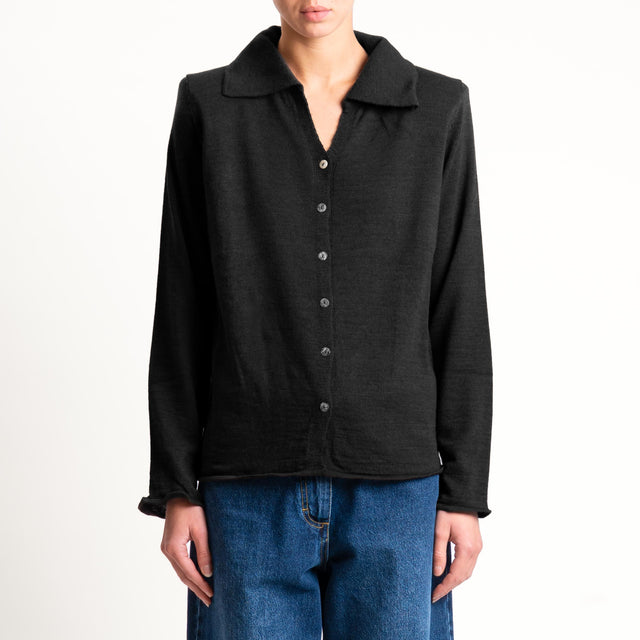 Haveone-Polo in maglia con spalline - nero