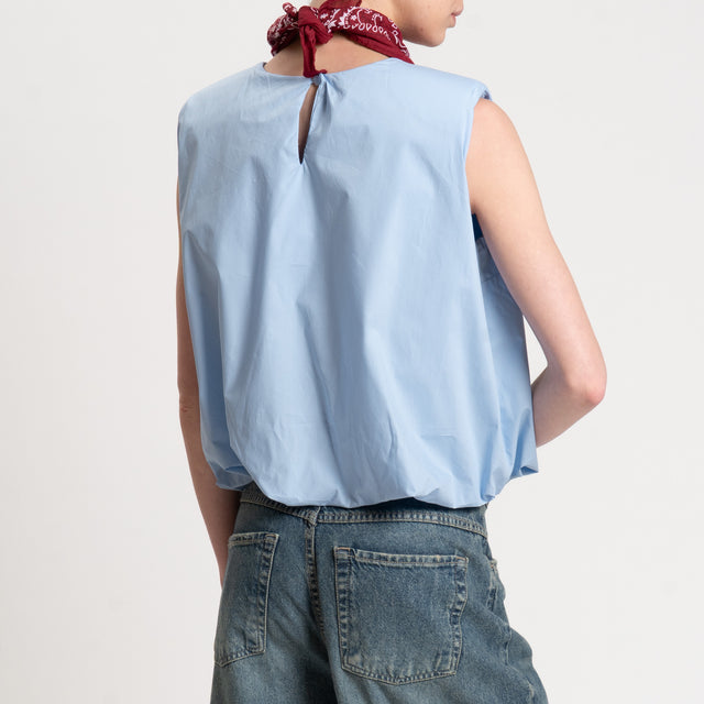 Haveone-Blusa smanicata con spalline e bandana - celeste/bordeuax