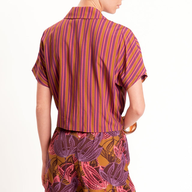 Haveone-Camicia a righe con nodo - bruciato/rosa/viola