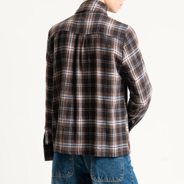 Haveone-Camicia check tessuto garzato - moro/latte/cioccolato