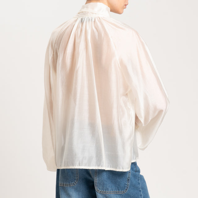Haveone-Blusa mussola con fiocco - burro