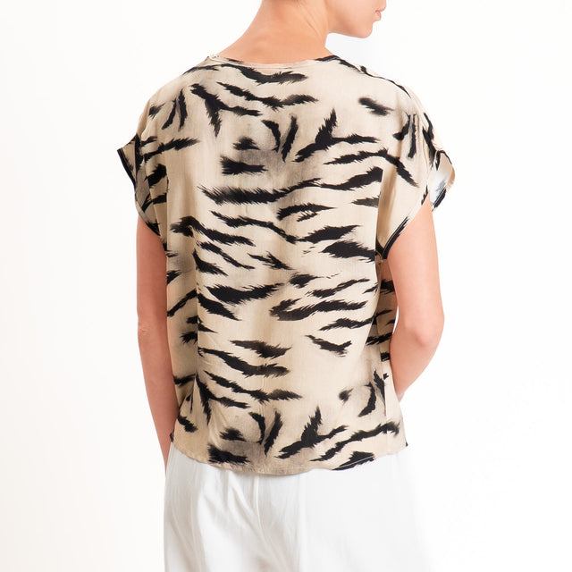 Haveone-Blusa fantasia jungle - sand/nero