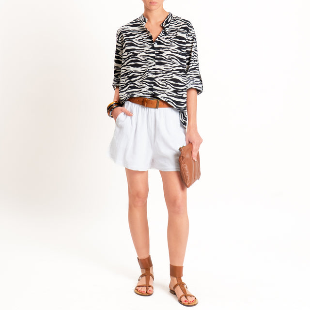 Haveone-Camicia fantasia zebrata - burro/nero