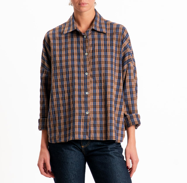 Haveone-Camicia check - blu/moro