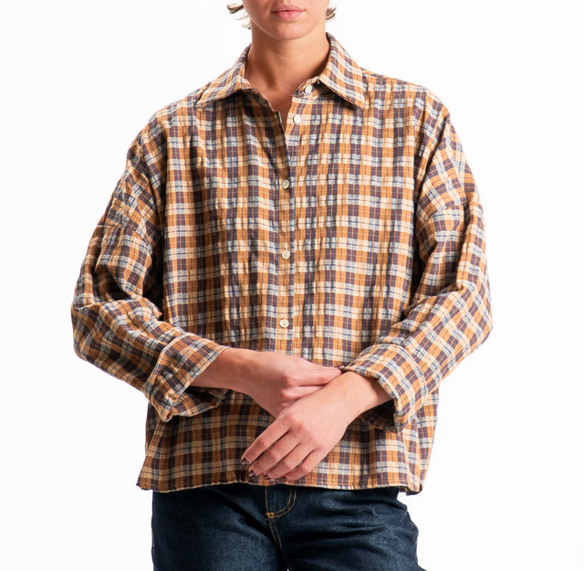Haveone-Camicia check - tabacco/moro