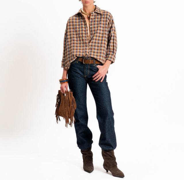 Haveone-Camicia check - tabacco/moro