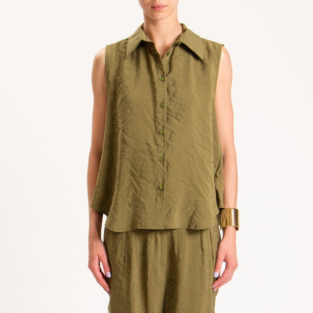 Haveone-Camicia smanicata tessuto modal fibra naturale - militare