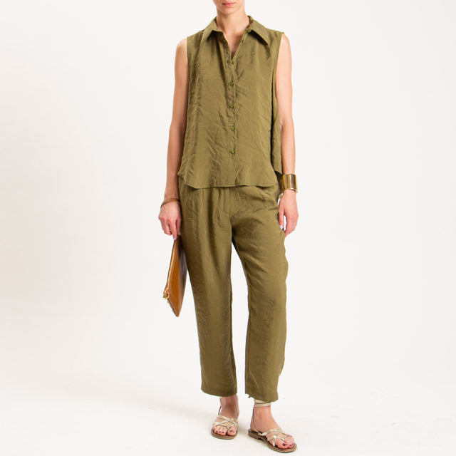 Haveone-Camicia smanicata tessuto modal fibra naturale - militare