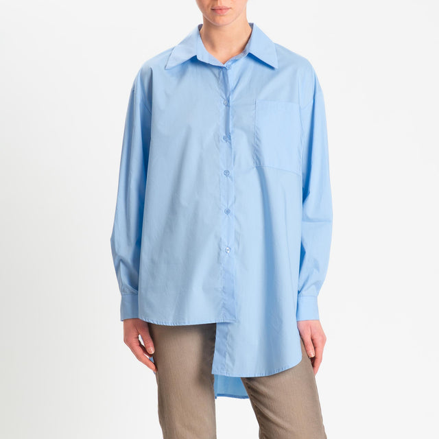 Haveone-Camicia oversize asimmetrica - celeste