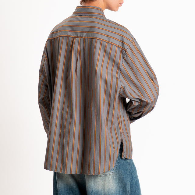 Haveone-Camicia a righe con taschino - grigio/ocra