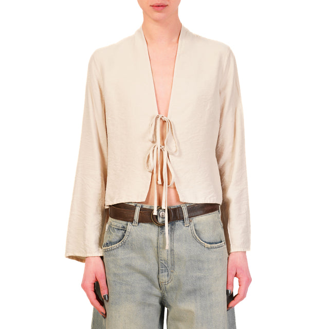 Haveone-Blusa con i lacci - burro