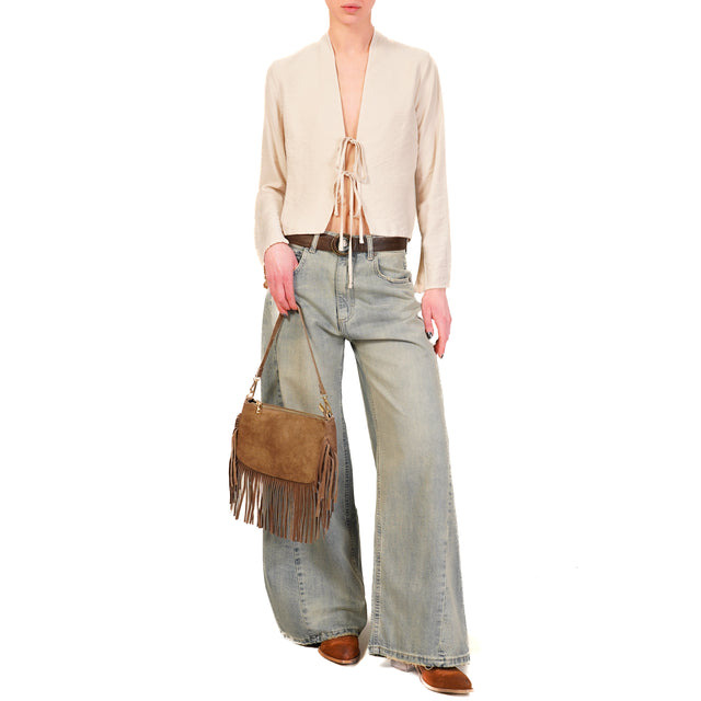Haveone-Blusa con i lacci - burro