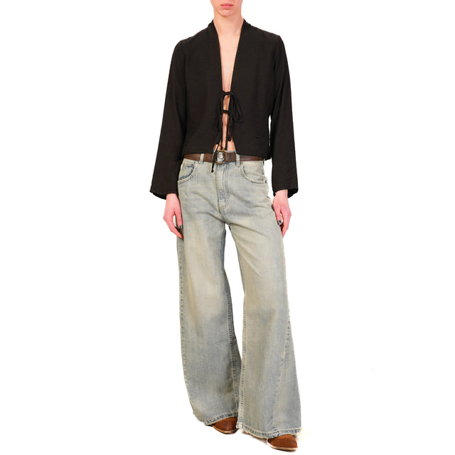 Haveone-Blusa con i lacci - nero