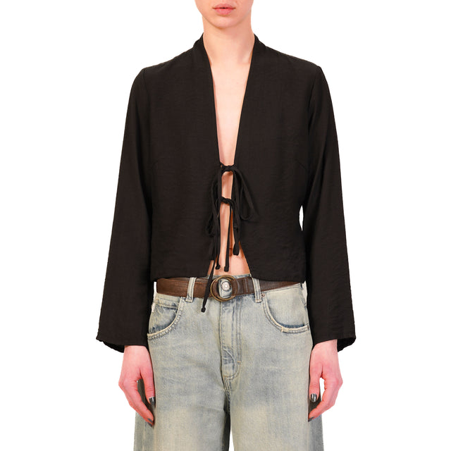 Haveone-Blusa con i lacci - nero