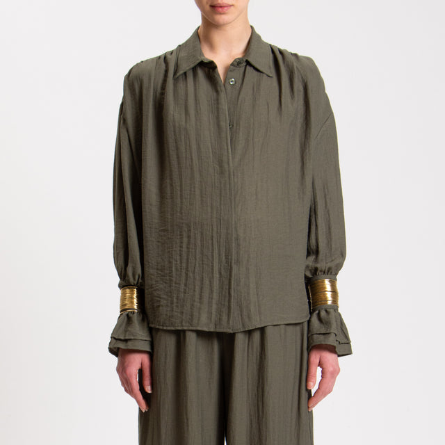 Haveone-Camicia misto lino con polsiere - militare